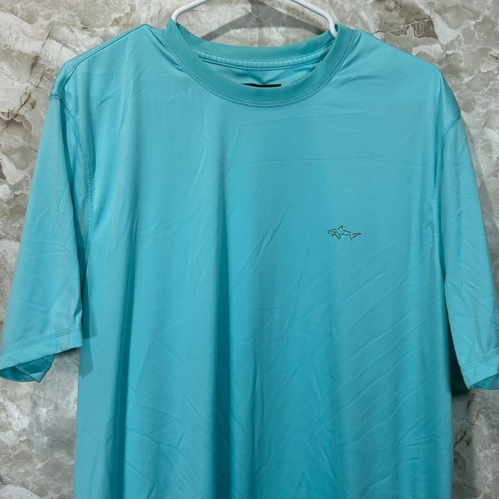 Greg Norman XL Play Dry Blue Golf Polo Shirt Mens Shark Logo
